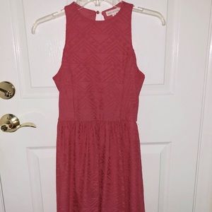 Pink Lace Flare Dress